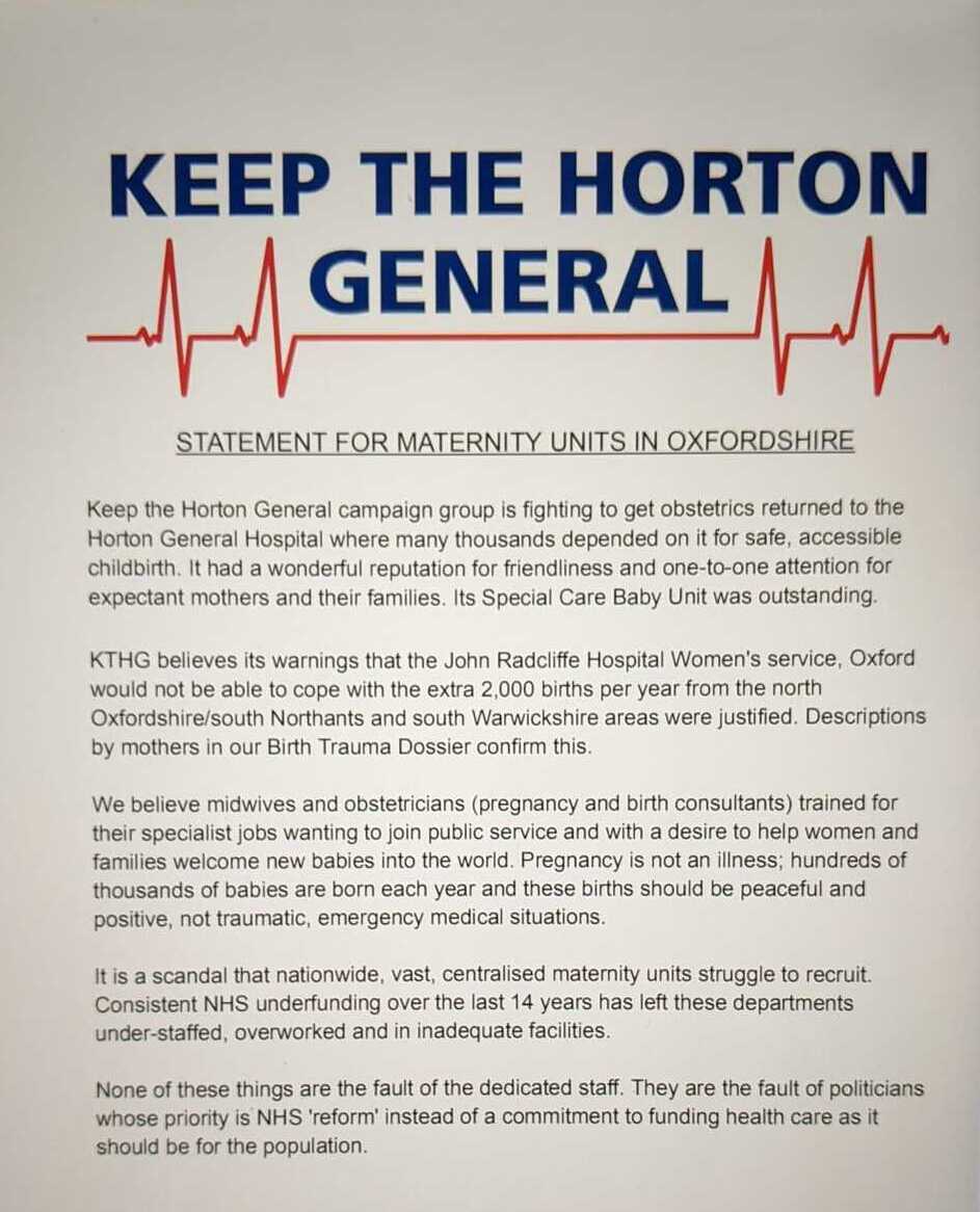 Statement from KTHG re maternity